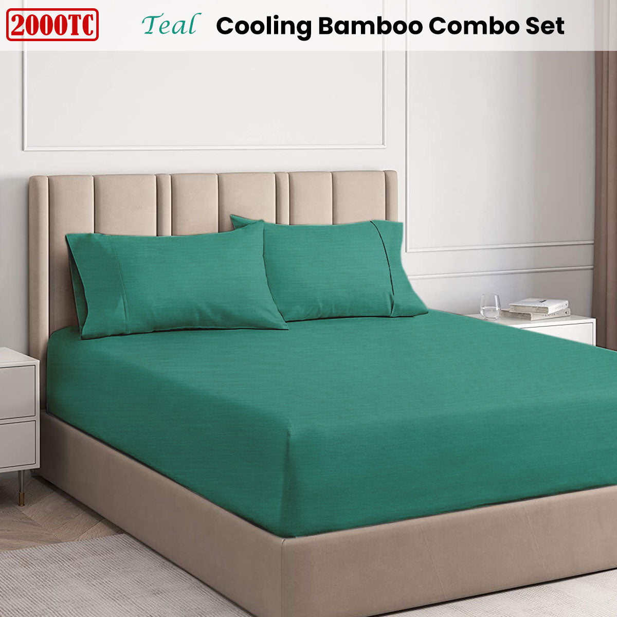 Ramesses Teal 2000TC Cooling Bamboo Combo Set Single
