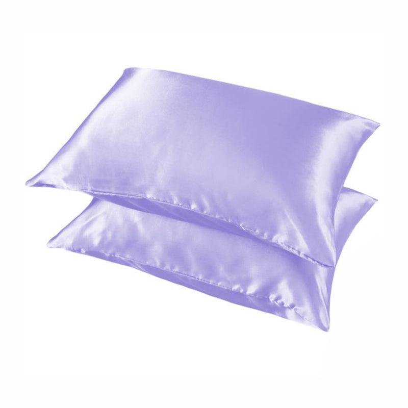 2 Pack Satin Pillowcases Luxury Soft Cushion Covers Bedroom Home Decor - Light Blue