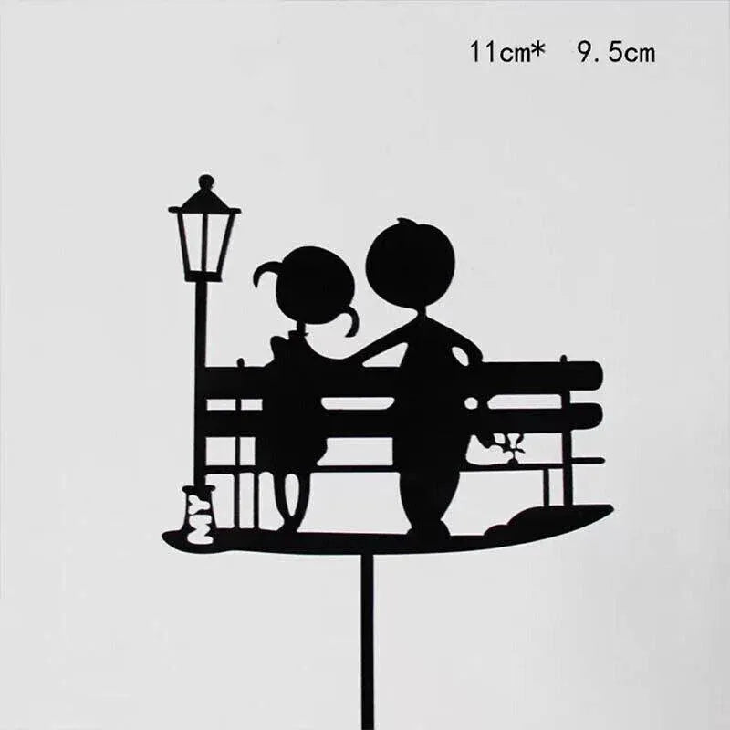 Happy Birthday Acrylic Cake Topper Cake Decoration Golden Silver Party - Red-Heart