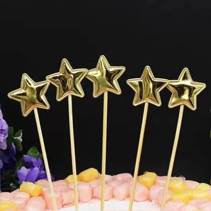 Happy Birthday Acrylic Cake Topper Cake Decoration Golden Silver Party - Red-Heart