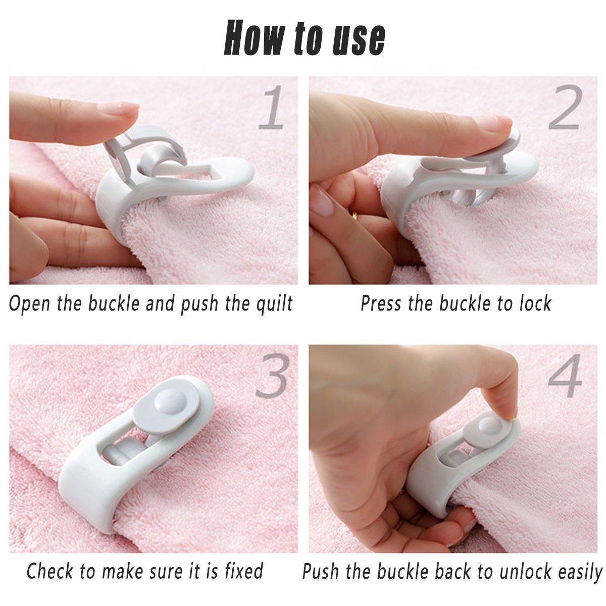 10/20pcs Quilt Retainer Cover Clips Invisible Needle-Free Thumb Buckle Bedding - Pink+Green-20PCS