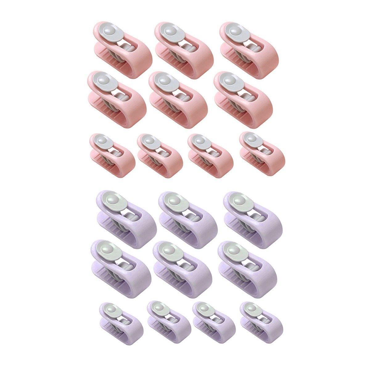 10/20pcs Quilt Retainer Cover Clips Invisible Needle-Free Thumb Buckle Bedding - Pink+Purple-20PCS