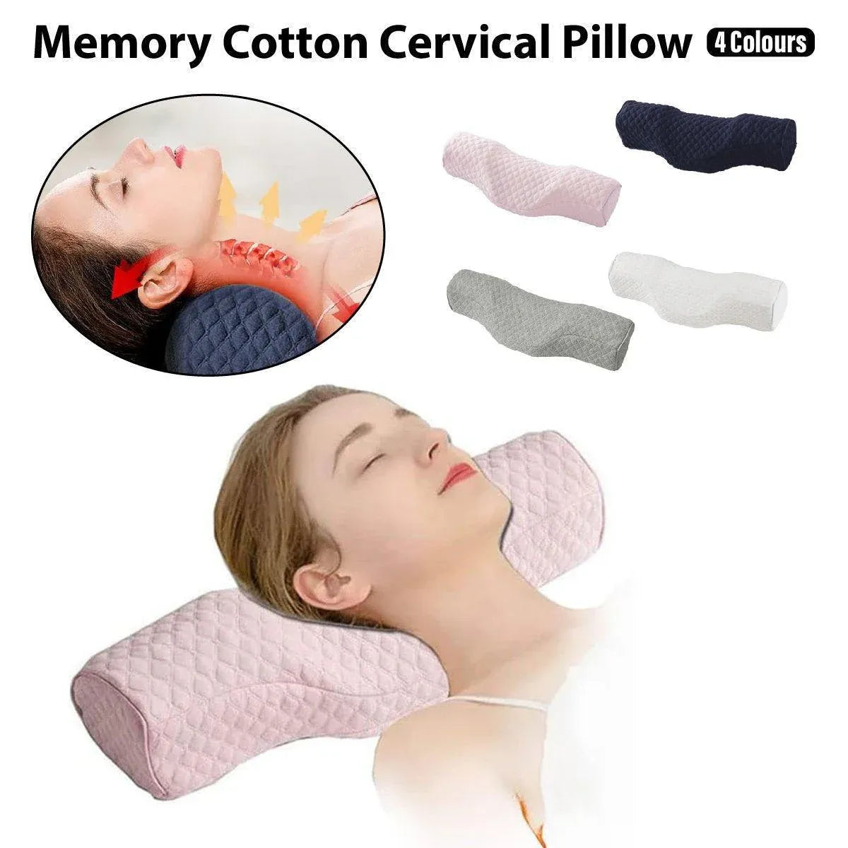 Orthopedic Memory Foam Cervical Neck Pillow for Sleep Support Slow Rebound - White