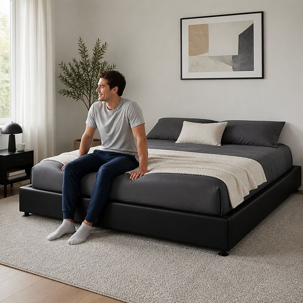 PU Leather King Bed Ensemble Frame