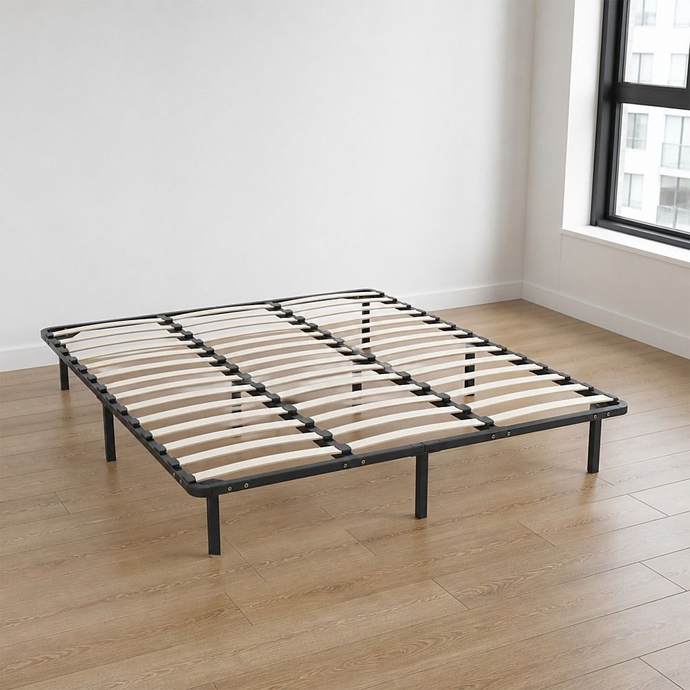 Metal Bed Frame for King Mattress – Black Powder-Coated Steel Base