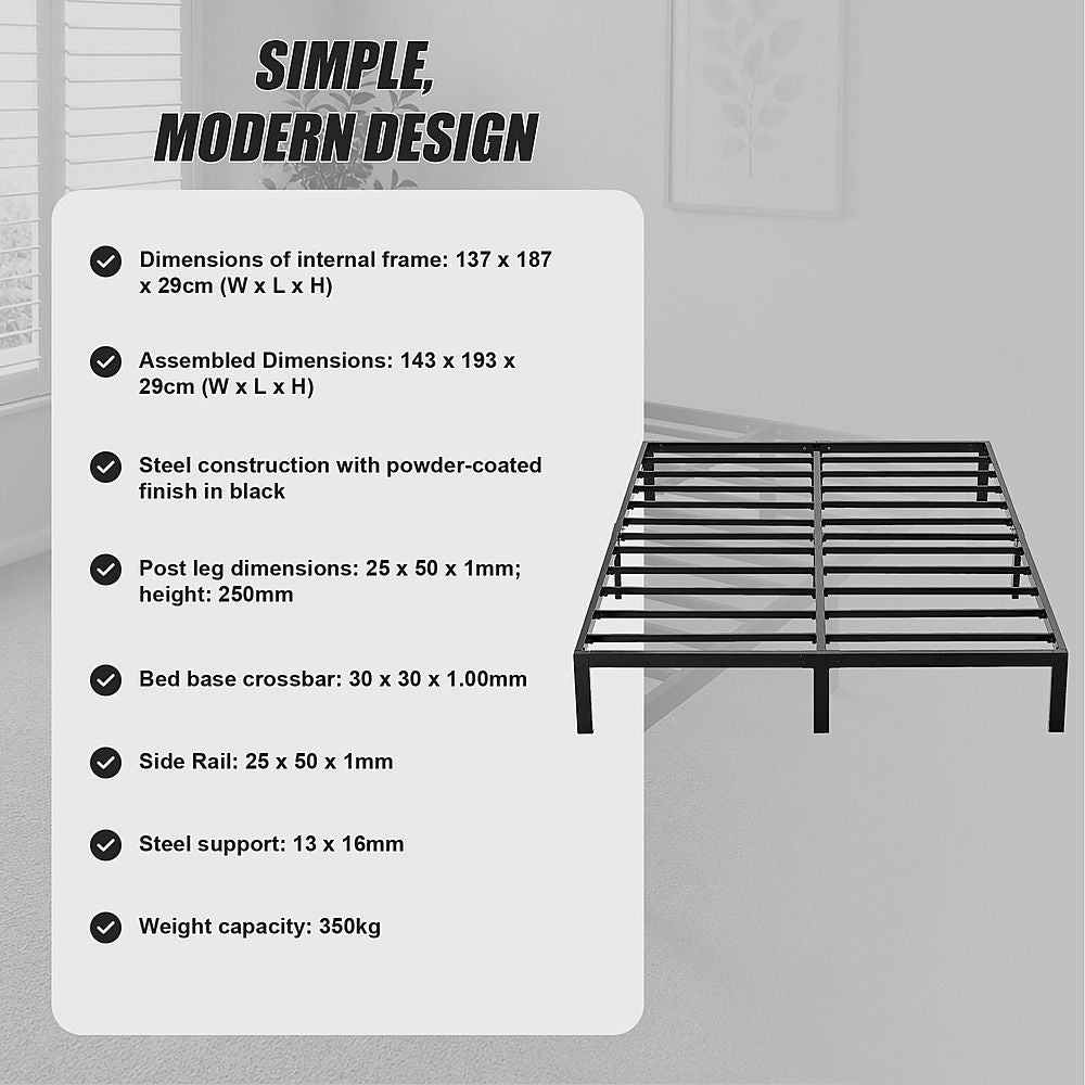 Metal Bed Frame – Heavy-Duty Steel Base for Double Mattress