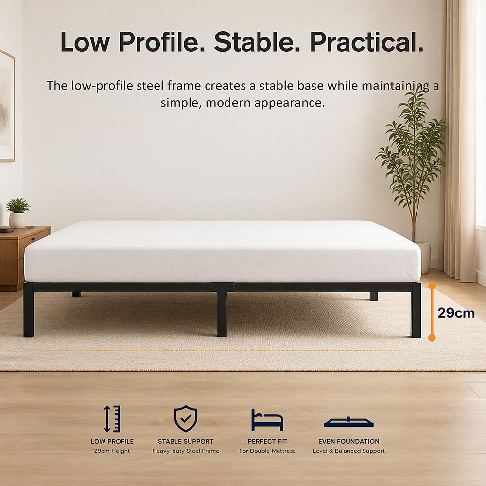 Metal Bed Frame – Heavy-Duty Steel Base for Double Mattress
