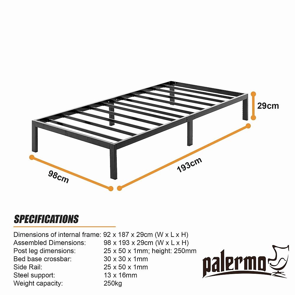 Metal Bed Frame – Heavy-Duty Steel Base for Single Mattress