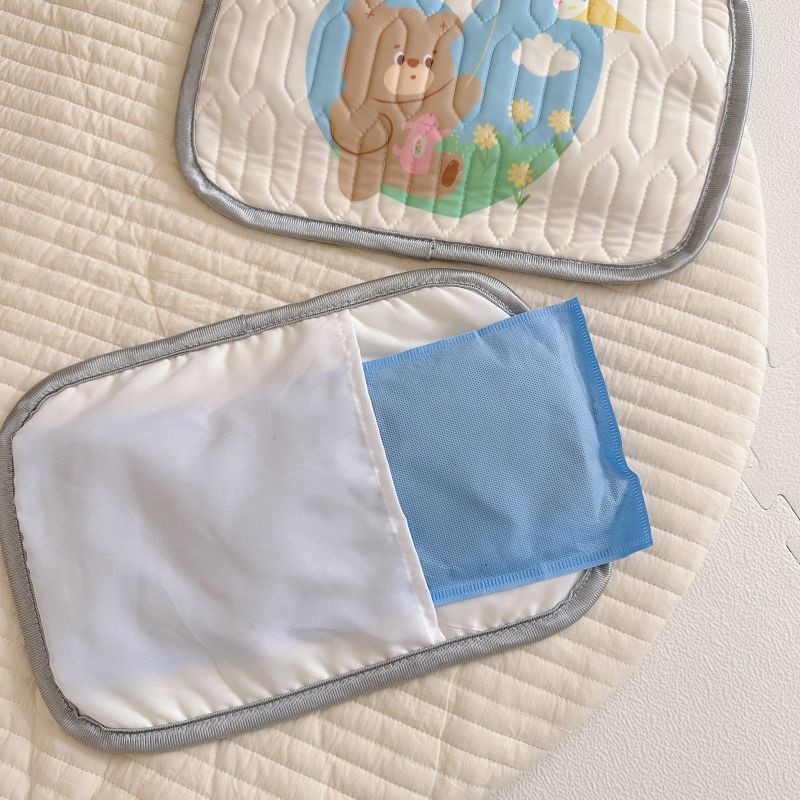 Cheese Pattern 2 Piece Set Kids Cooling Pad Set - 60x120cm Cartoon Latex Mattress Protector, Pillow