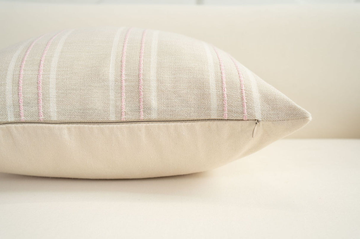 Textured Vertical Striped Pillowcases - Scandinavian Home Decor Accents (Pink Stripes Pair - 45x45cm)