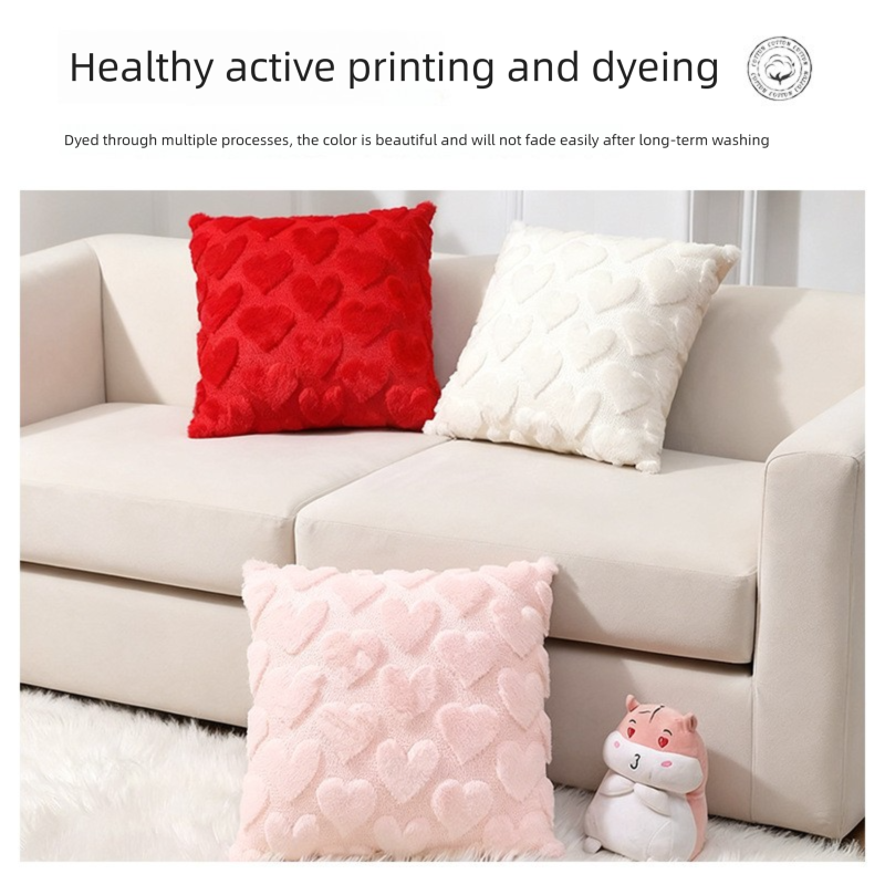 2-PCS White Romantic Heart-Shaped Tufted Pillow Covers Soft Plush 45x45cm Decorative Cushion Cases for Valentine's Day Living Room Sofa Local Standard Fit