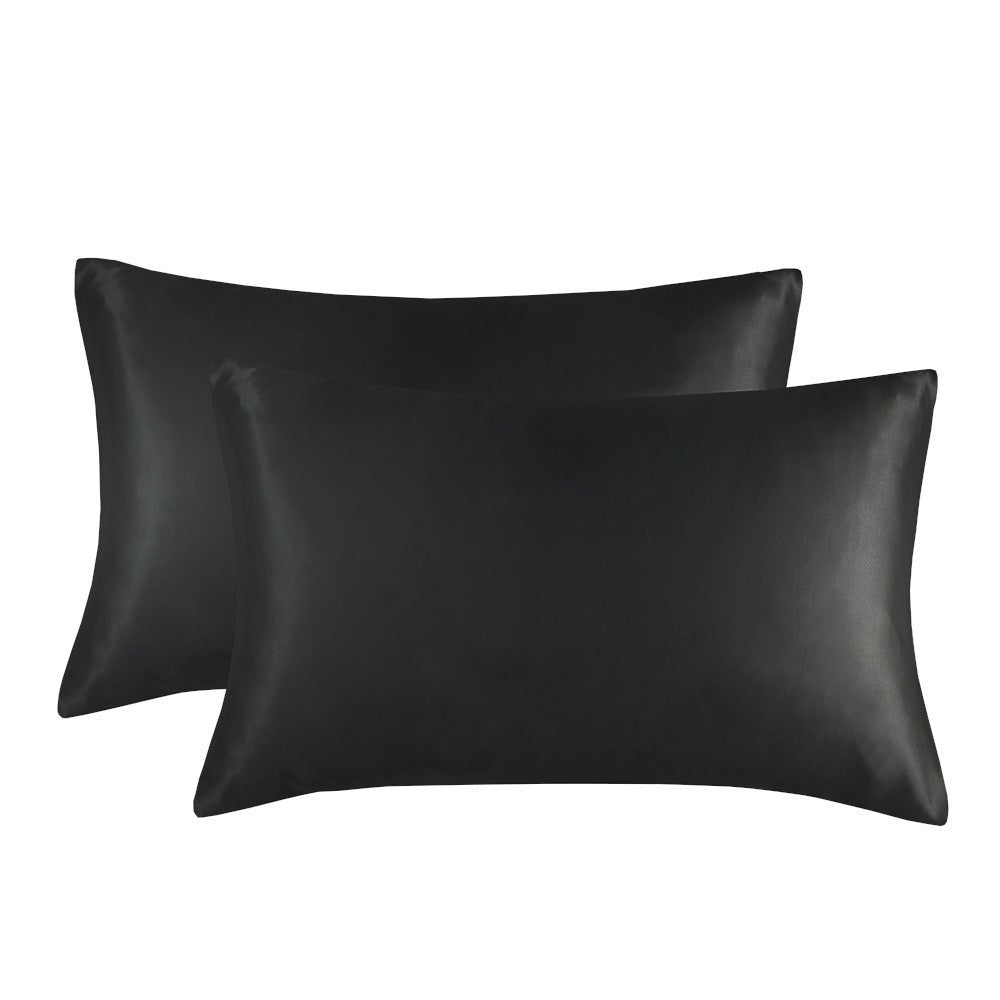 1-Pair Black Luxury Satin Silk Feel Pillowcase for Hair and Skin - Smooth Cooling Pillow Cover with Envelope Closure - King (20x36")