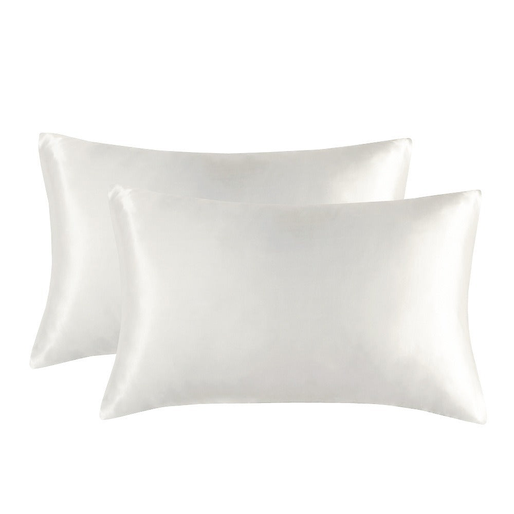 1-Pair White Luxury Satin Silk Feel Pillowcase for Hair and Skin - Smooth Cooling Pillow Cover with Envelope Closure - King (20x36")