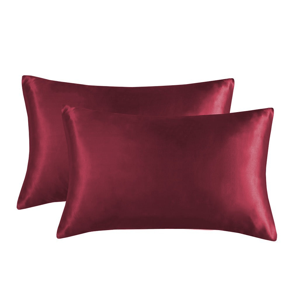 1-Pair Wine Red Luxury Satin Silk Feel Pillowcase for Hair and Skin - Smooth Cooling Pillow Cover with Envelope Closure - King (20x36")
