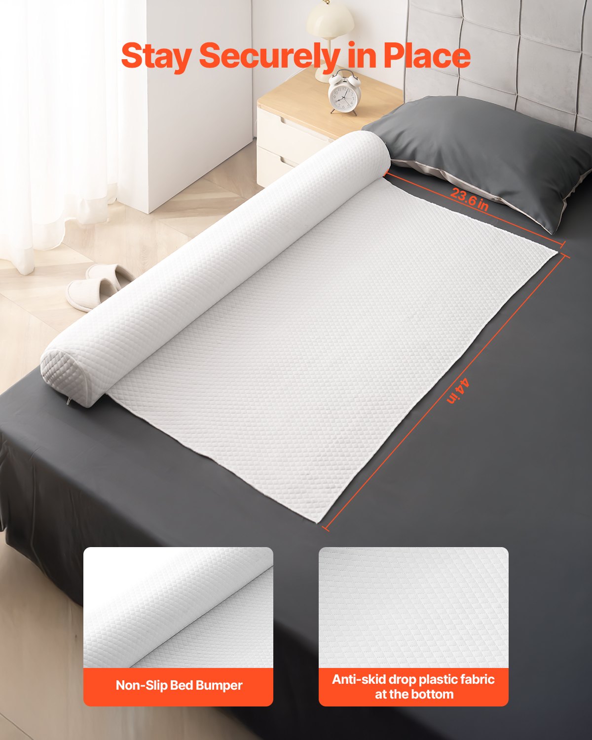 Bed Bumper for Toddlers, 52-inch Inflatable Bed Guard Rail with Safety Flap, 2-Pack Toddler Bedrail Bumpers with Non-Slip Bottom & Machine-Washable Cover for Twin, Full, Queen and King Beds