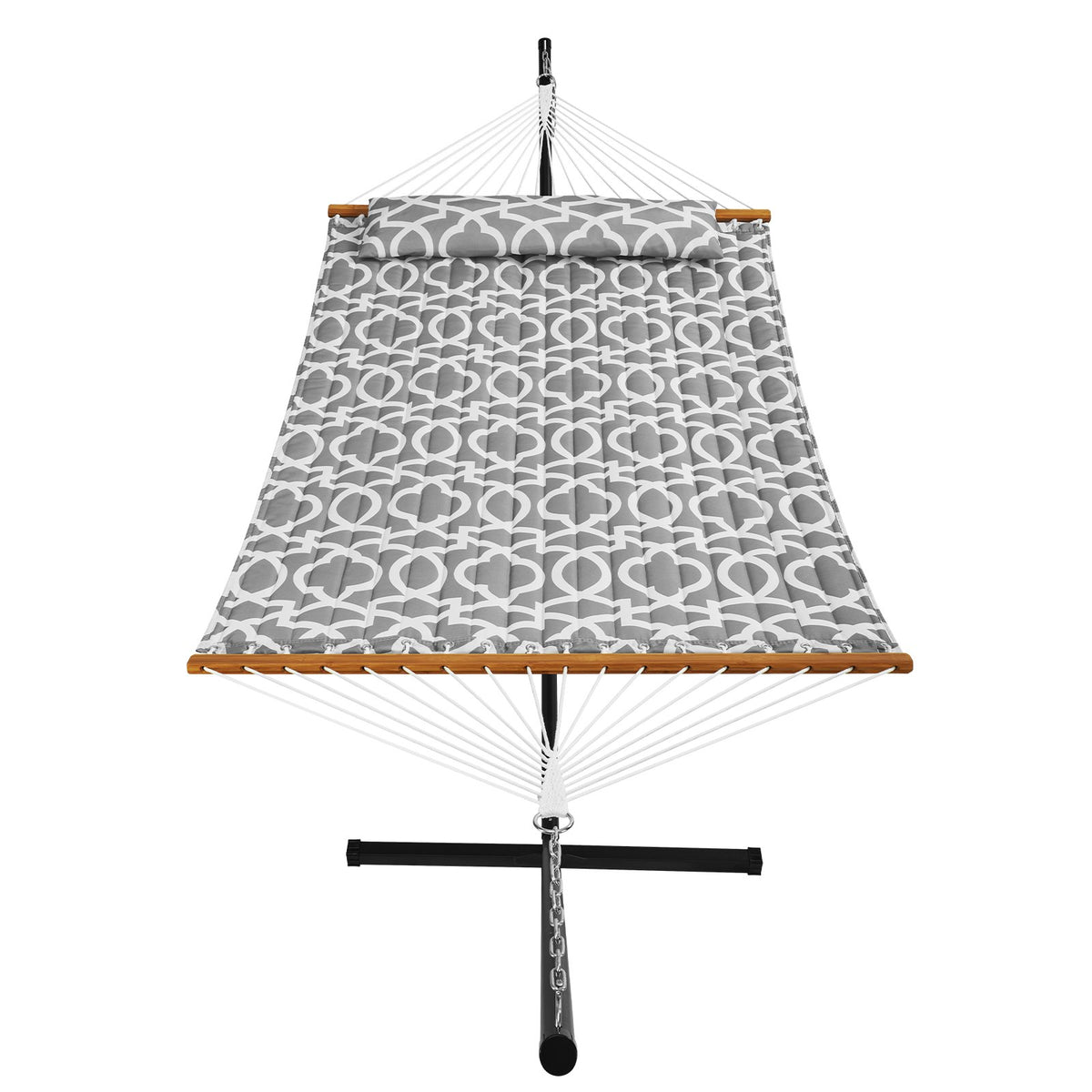 Two Person Hammock with Stand Included Heavy Duty 480lb Capacity, Double Hammock with 12 FT Steel Stand and Portable Carrying Bag and Pillow, Freestanding Hammock for Outdoor Patio Yard Beach