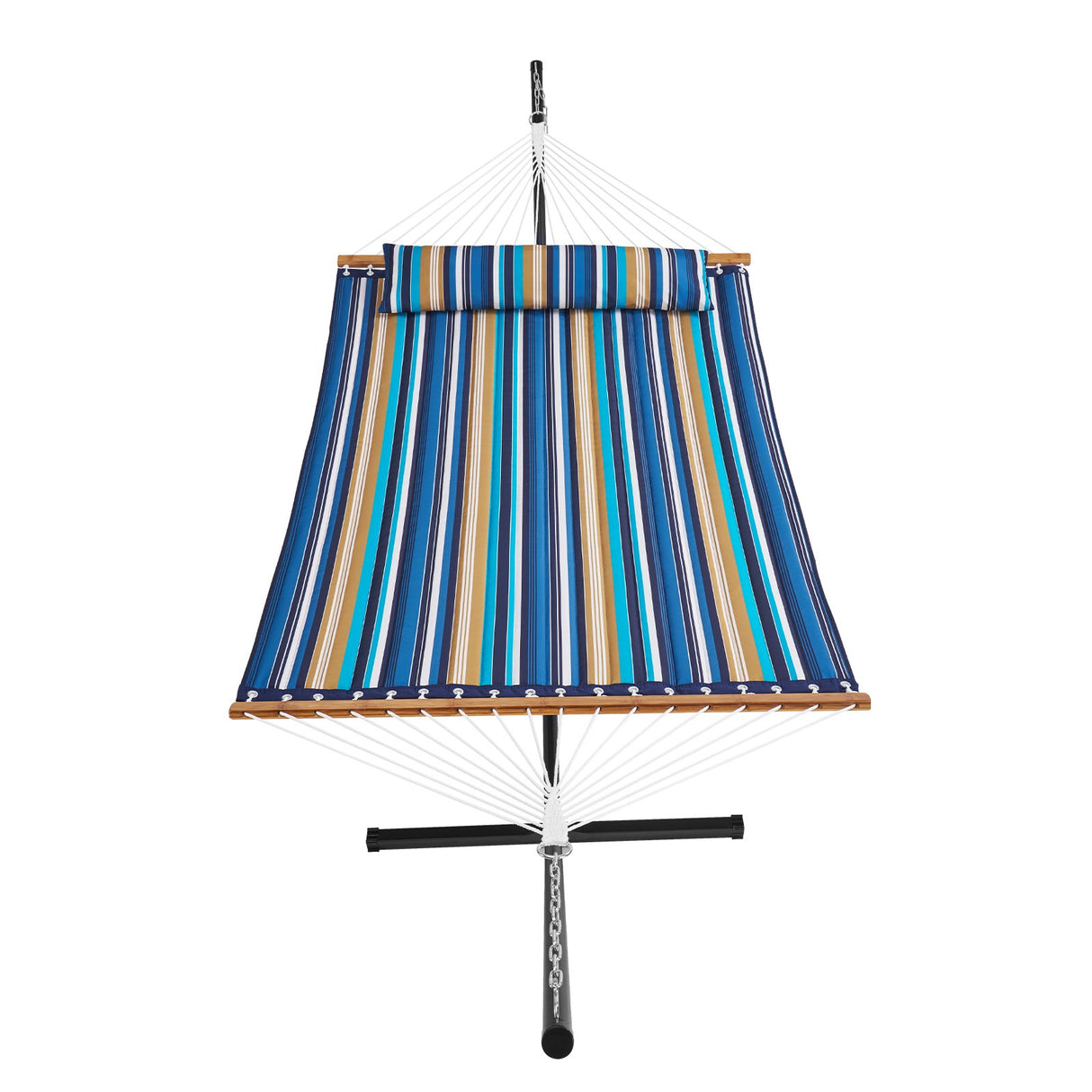Double Quilted Fabric Hammock Two Person Hammock with Stand 480lb Capacity