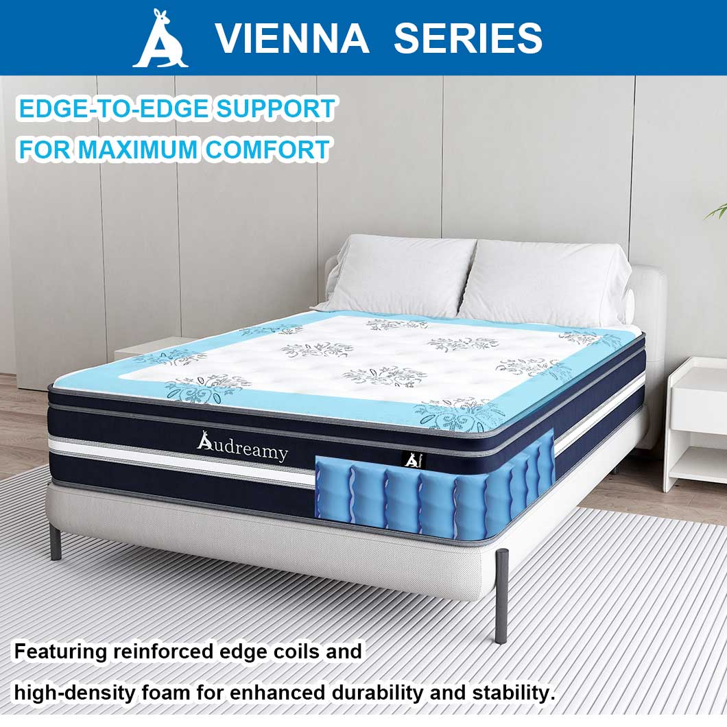 Audreamy Vienna Mattress – 34cm Euro Top Super Cool Gel Foam Bamboo Fiber Fabric 7-Zone Pocket Spring Medium Firm