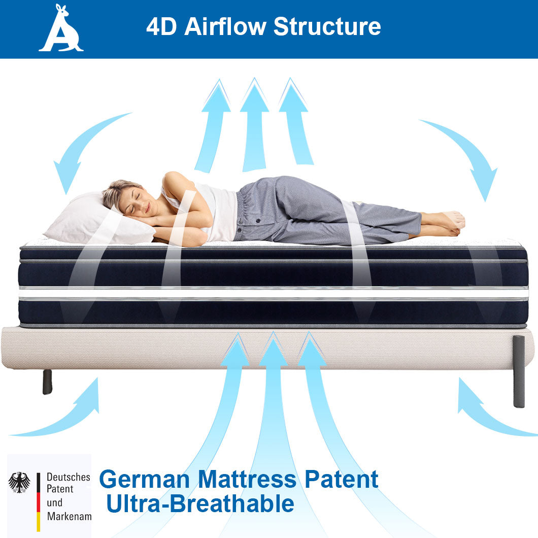 Audreamy Vienna Mattress – 34cm Euro Top Super Cool Gel Foam Bamboo Fiber Fabric 7-Zone Pocket Spring Medium Firm