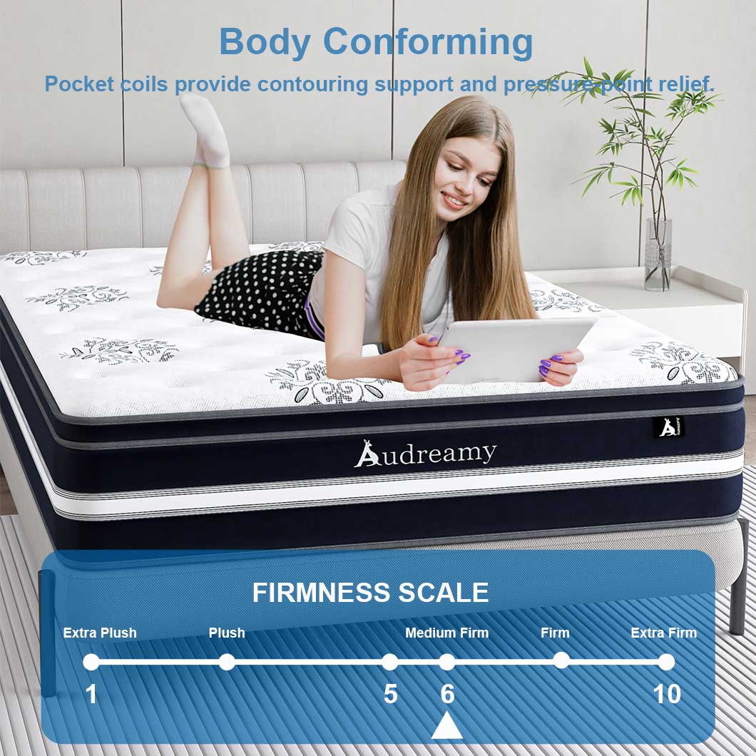 Audreamy Vienna Mattress – 34cm Euro Top Super Cool Gel Foam Bamboo Fiber Fabric 7-Zone Pocket Spring Medium Firm
