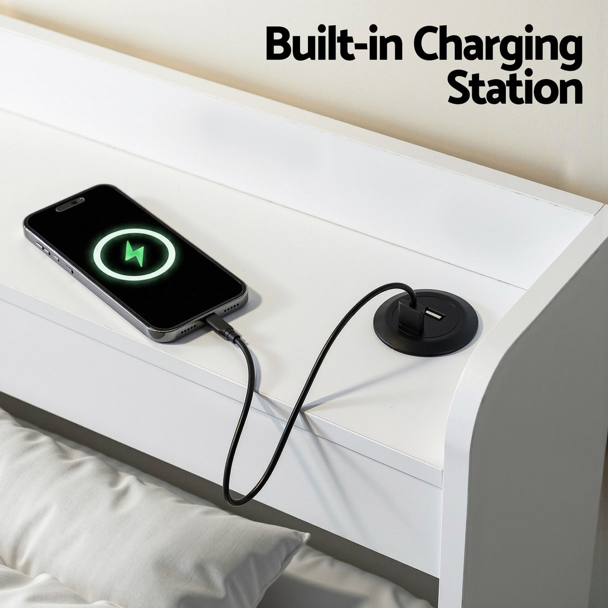 Artiss Bed Frame Single Size with Charging Ports and 2 Drawers AURA