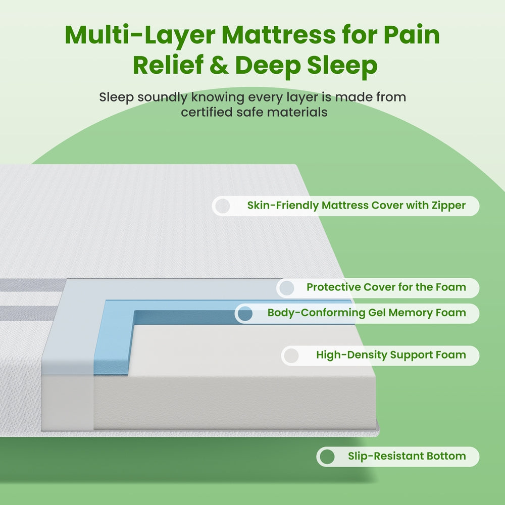BedStory Queen Memory Foam Mattress 25cm Cooling Gel Foam Mattress in a Box Medium Feel