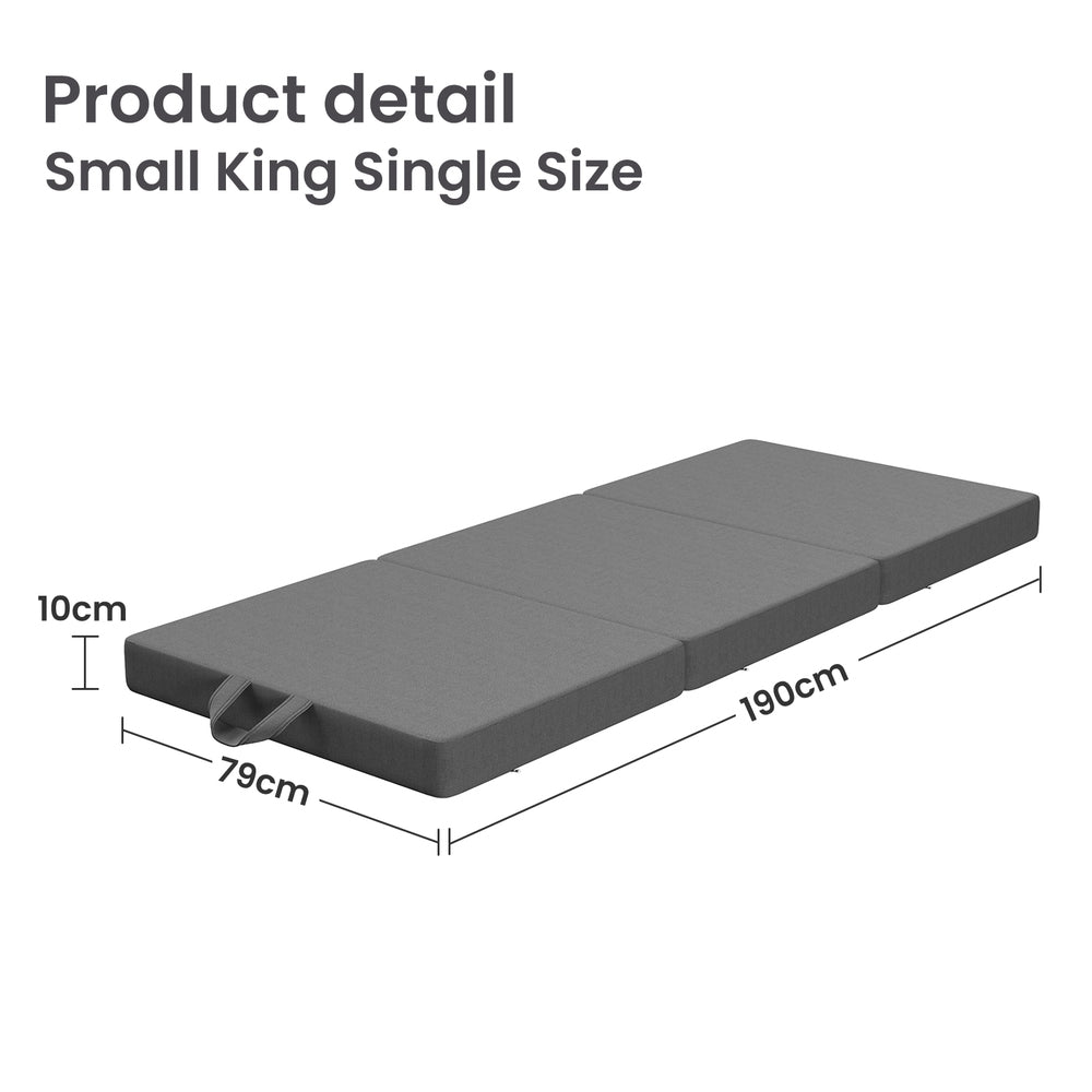BedStory Folding Mattress Small King Single Trifold Mattress Firm Support Foam Washable Cover 10cm