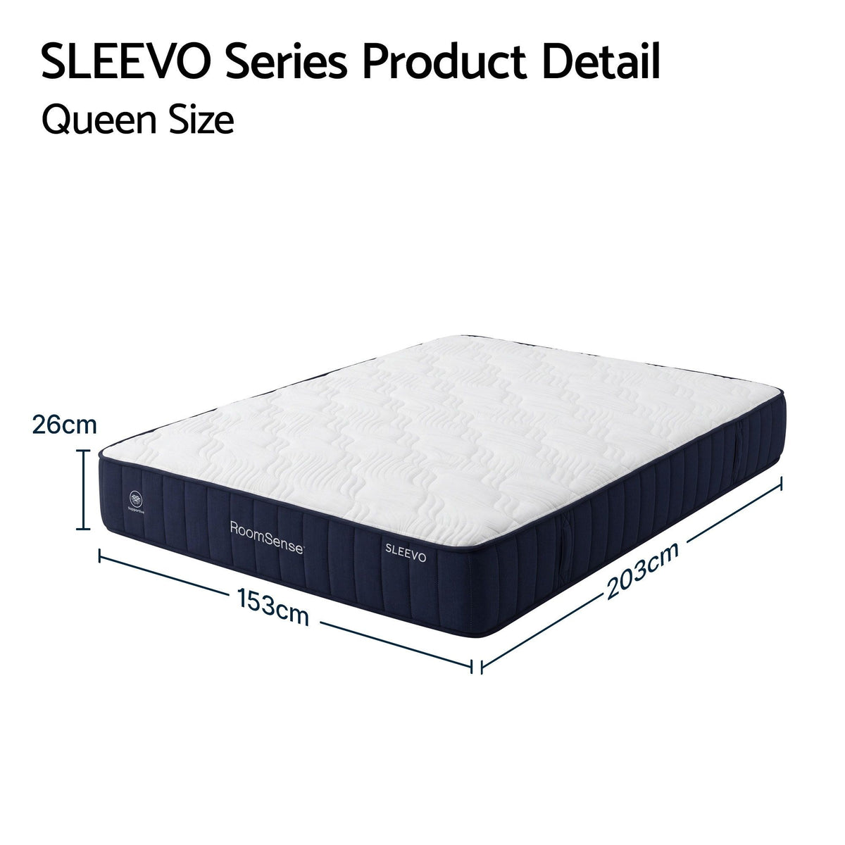 RoomSense Queen 26cm Firm Mattress Bundle with Beige Boucle Bed Frame