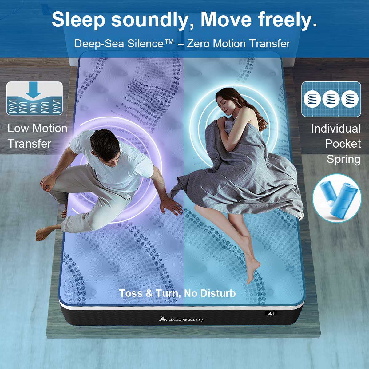 Audreamy Aurora Mattress – 34cm Ergonomic 4D Spa-Like Plush Soft Euro Top Bamboo Fiber Fabric 7-Zone Pocket Spring Medium (Queen)-Pre-Order Now – Ships by 05/12/2025 at the latest!