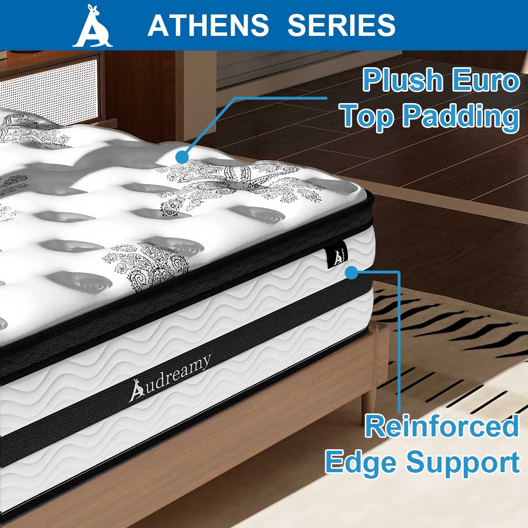 Audreamy Athens Mattress – 34cm Spa-Like Plush Soft Euro Top 7-Zone Pocket Spring 5D Support Medium