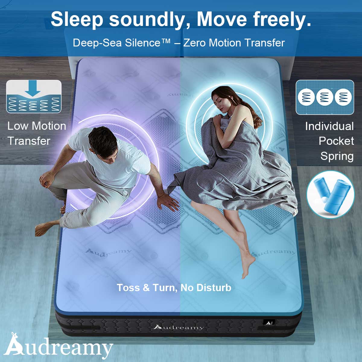 Audreamy Geneva Mattress – 36cm Euro Top Cool Gel Foam 7-Zone Pocket Spring Dual-Sided Firmness Medium Soft/Firm (King)