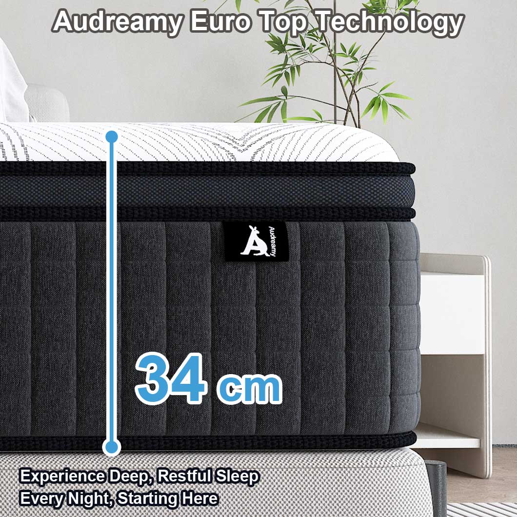 Audreamy Rome Mattress – 34cm Euro Top 100% Natural Latex Memory Foam 9-Zone Pocket Spring Hybrid Medium Firm