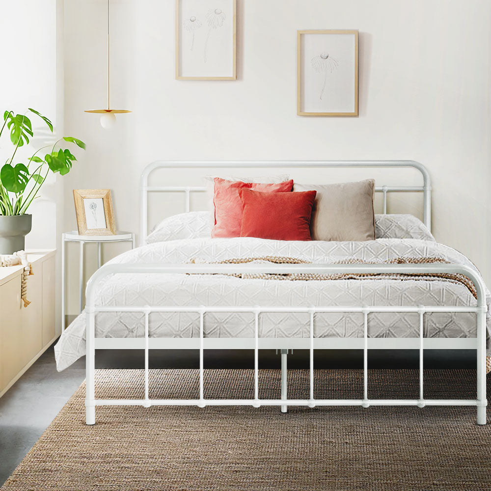 Artiss Bed Frame Metal Bed Frame LEO - Double (White)