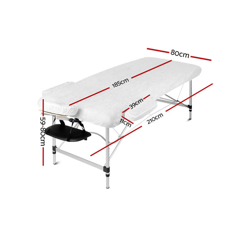 Zenses Massage Table 80cm 3 Fold Aluminium Beauty Bed Portable Therapy Black