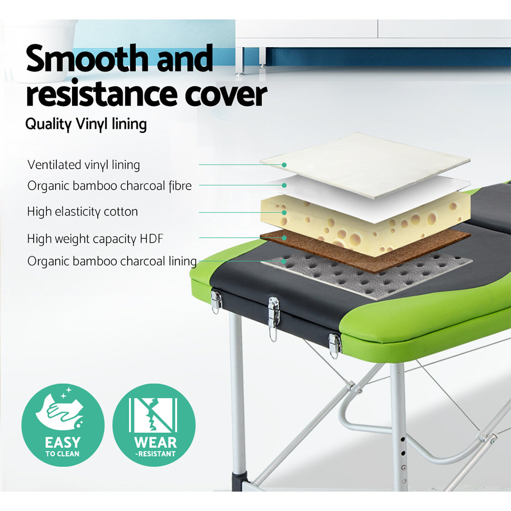 Zenses Massage Table 75cm 3 Fold Aluminium Beauty Bed Portable Therapy
