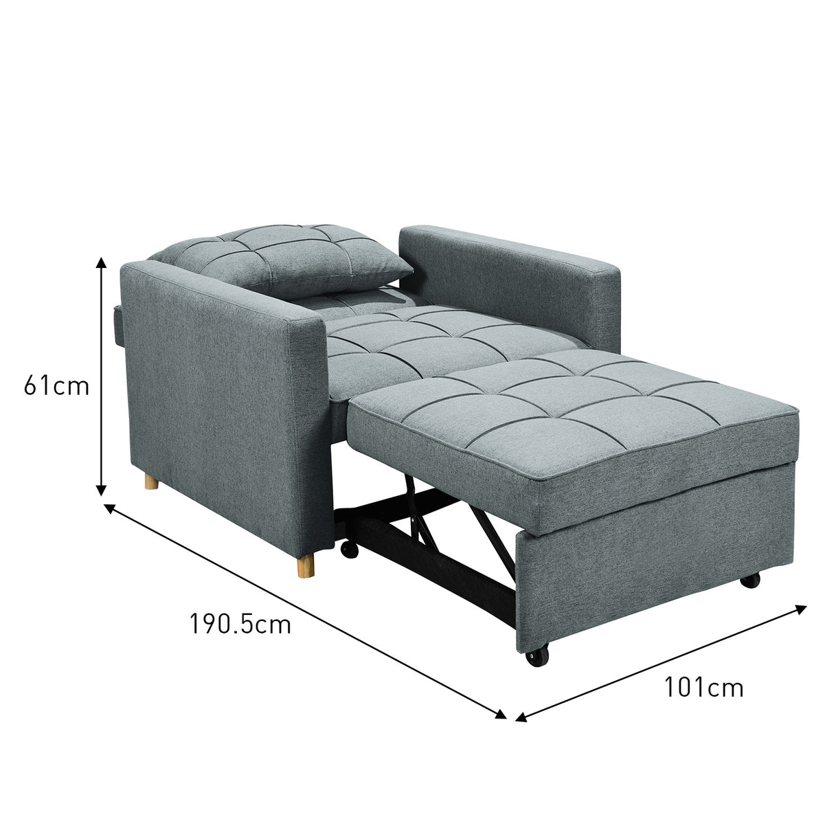 Sarantino Suri 3-in-1 Convertible Sofa Chair Bed - Airforce Blue