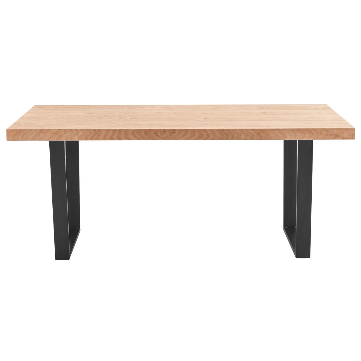 Petunia Dining Table 180cm Elm Timber Wood Black Metal Leg - Natural