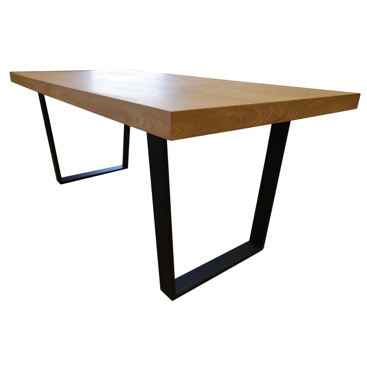 Petunia Dining Table 180cm Elm Timber Wood Black Metal Leg - Natural