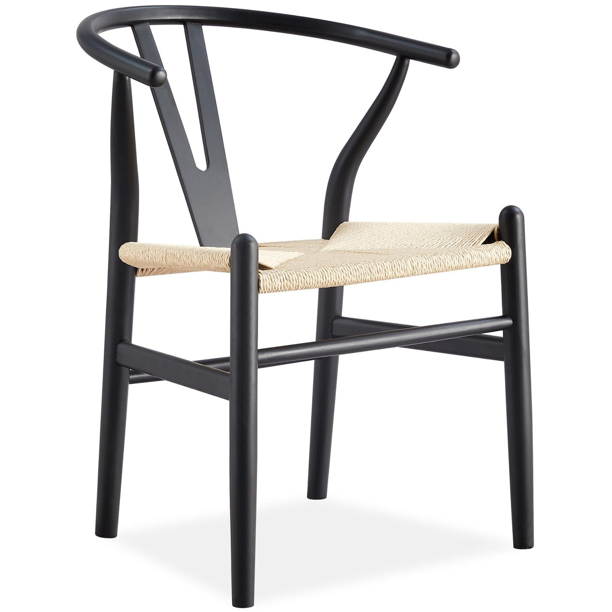 Anemone Set of 4 Wishbone Dining Chair Beech Timber Replica Hans Wenger - Black