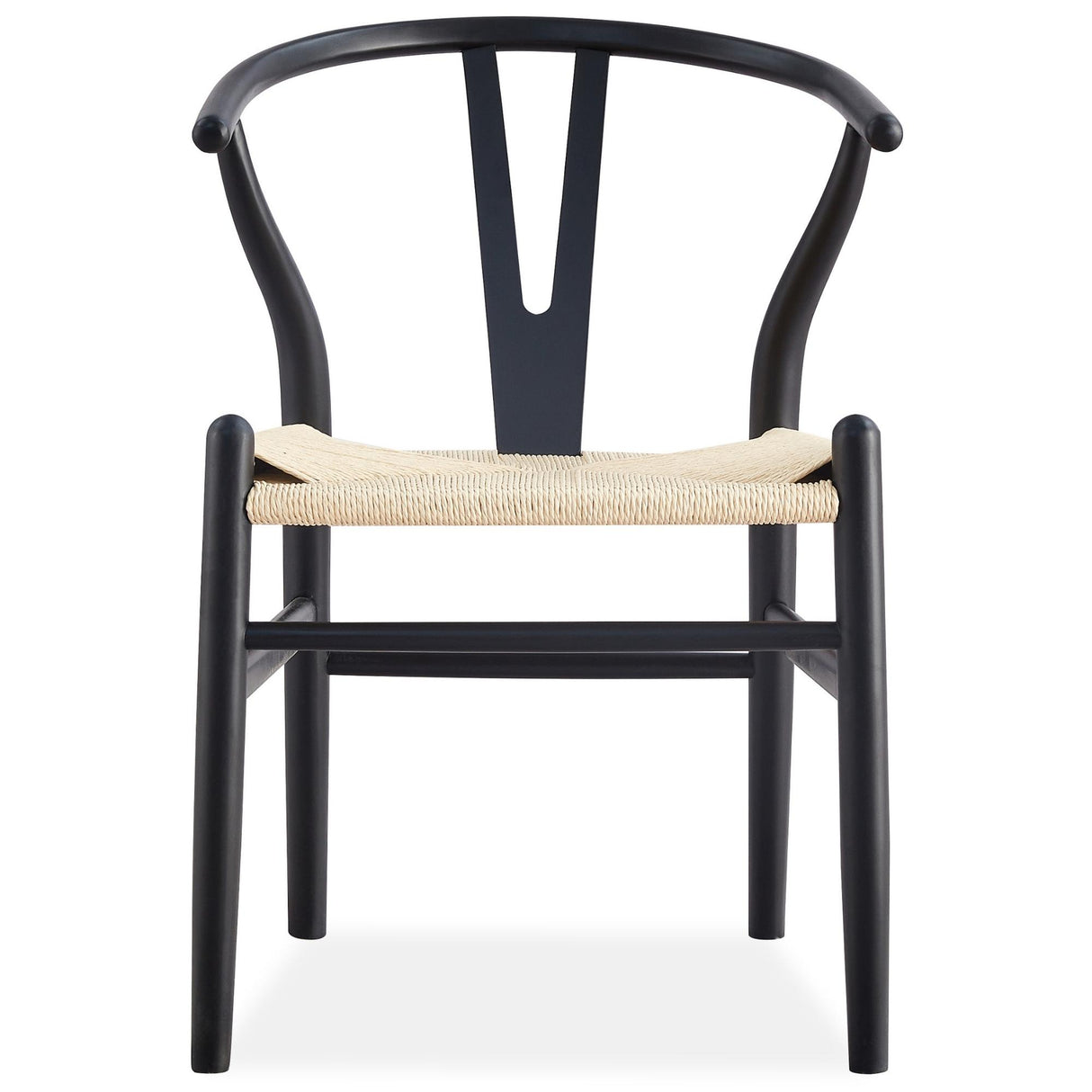 Anemone Set of 4 Wishbone Dining Chair Beech Timber Replica Hans Wenger - Black