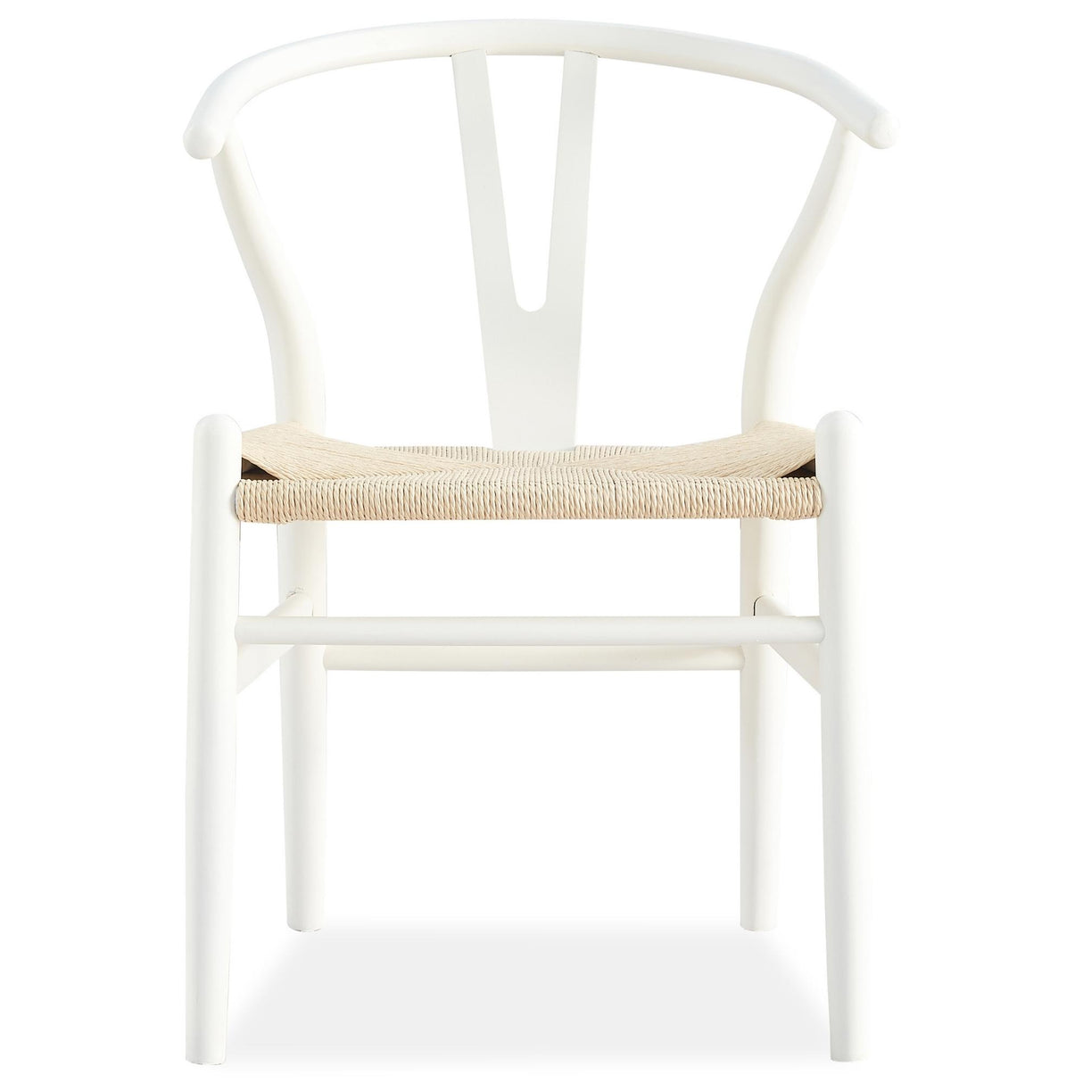 Anemone Set of 2 Wishbone Dining Chair Beech Timber Replica Hans Wenger - White