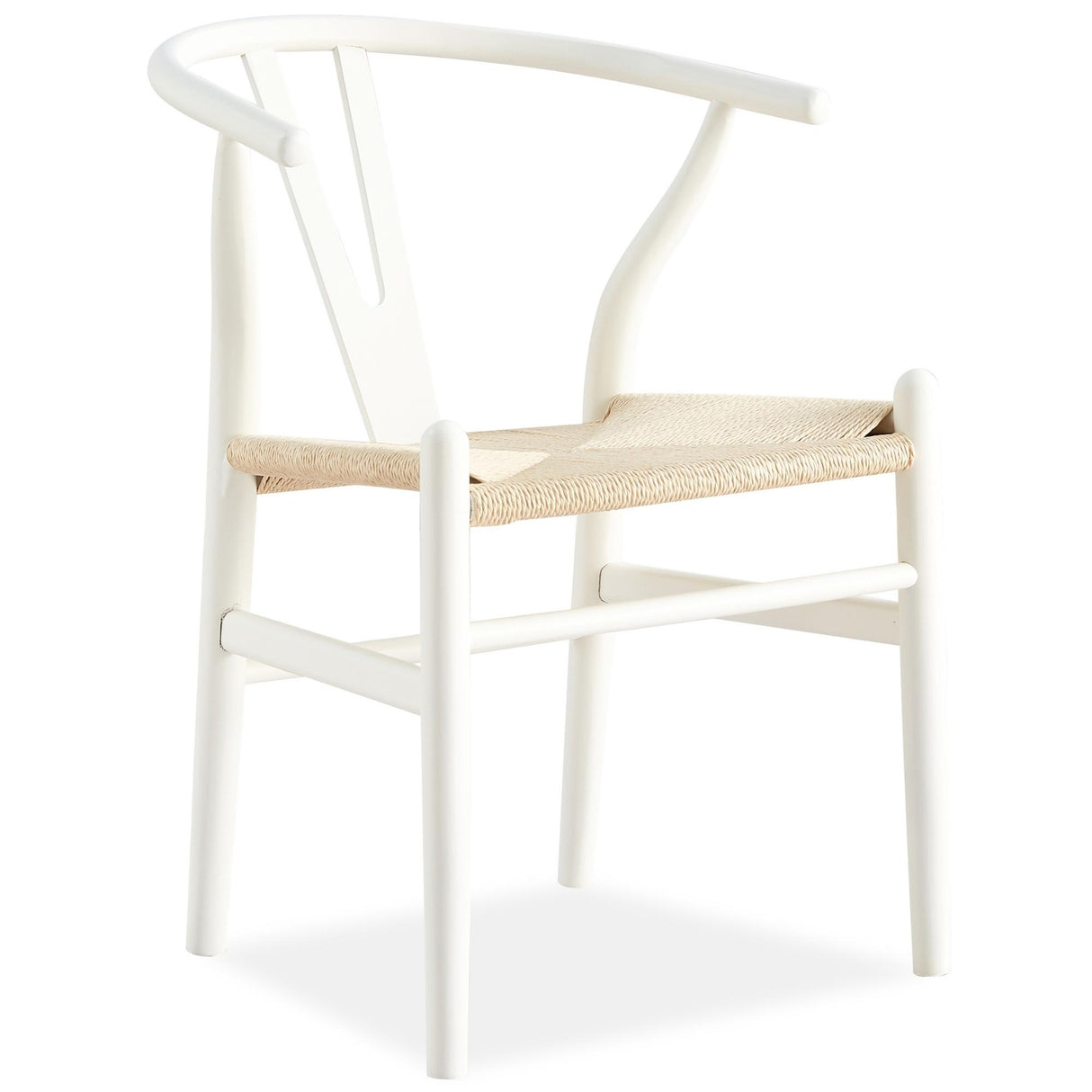 Anemone Set of 8 Wishbone Dining Chair Beech Timber Replica Hans Wenger - White