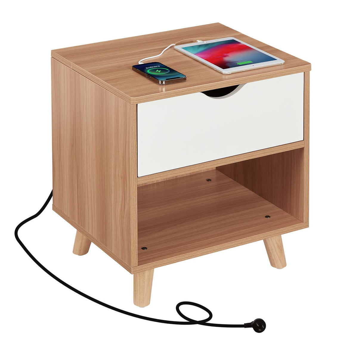 Casadiso Bedside Table with Integrated Powerboard & USB Ports(Casadiso Furud Pro