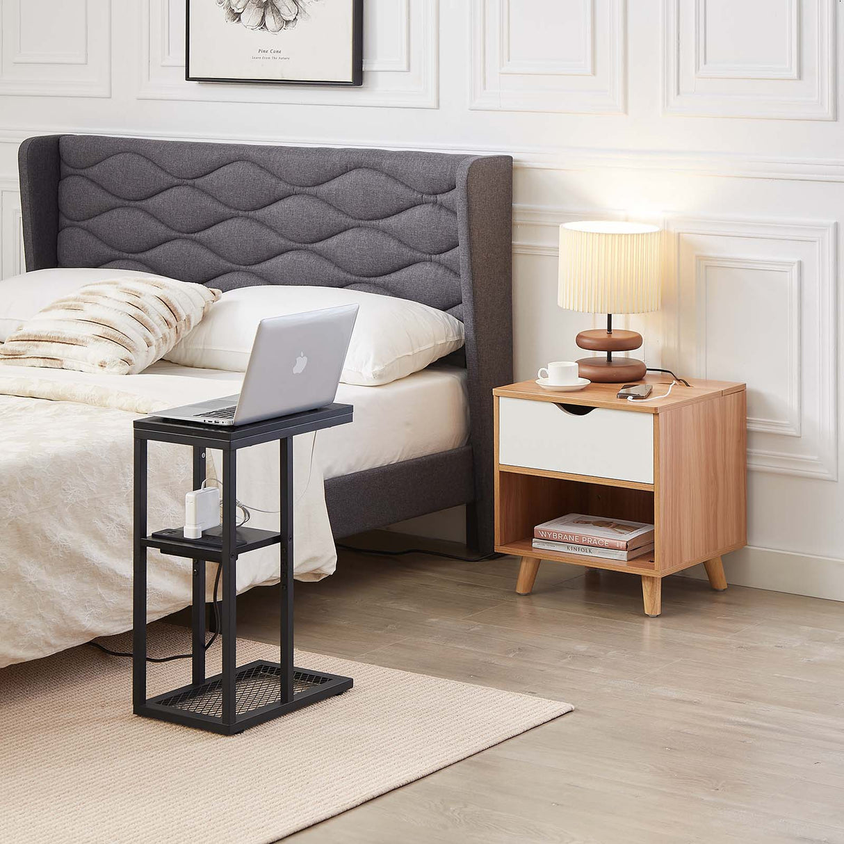 Casadiso Bedside Table with Integrated Powerboard & USB Ports(Casadiso Furud Pro