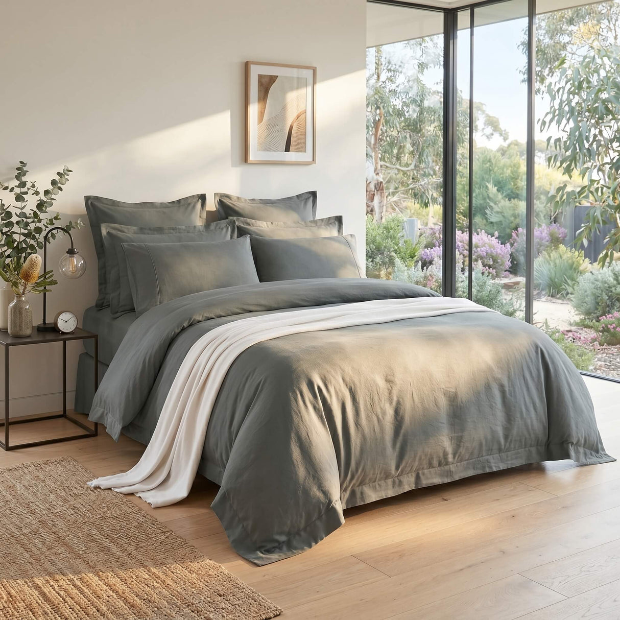 Audreamy 1000TC Tailored King Size Quilt/Duvet Cover Set - Charcoal