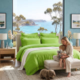 Audreamy 1000TC Tailored Single Size Green Duvet Quilt Cover Set