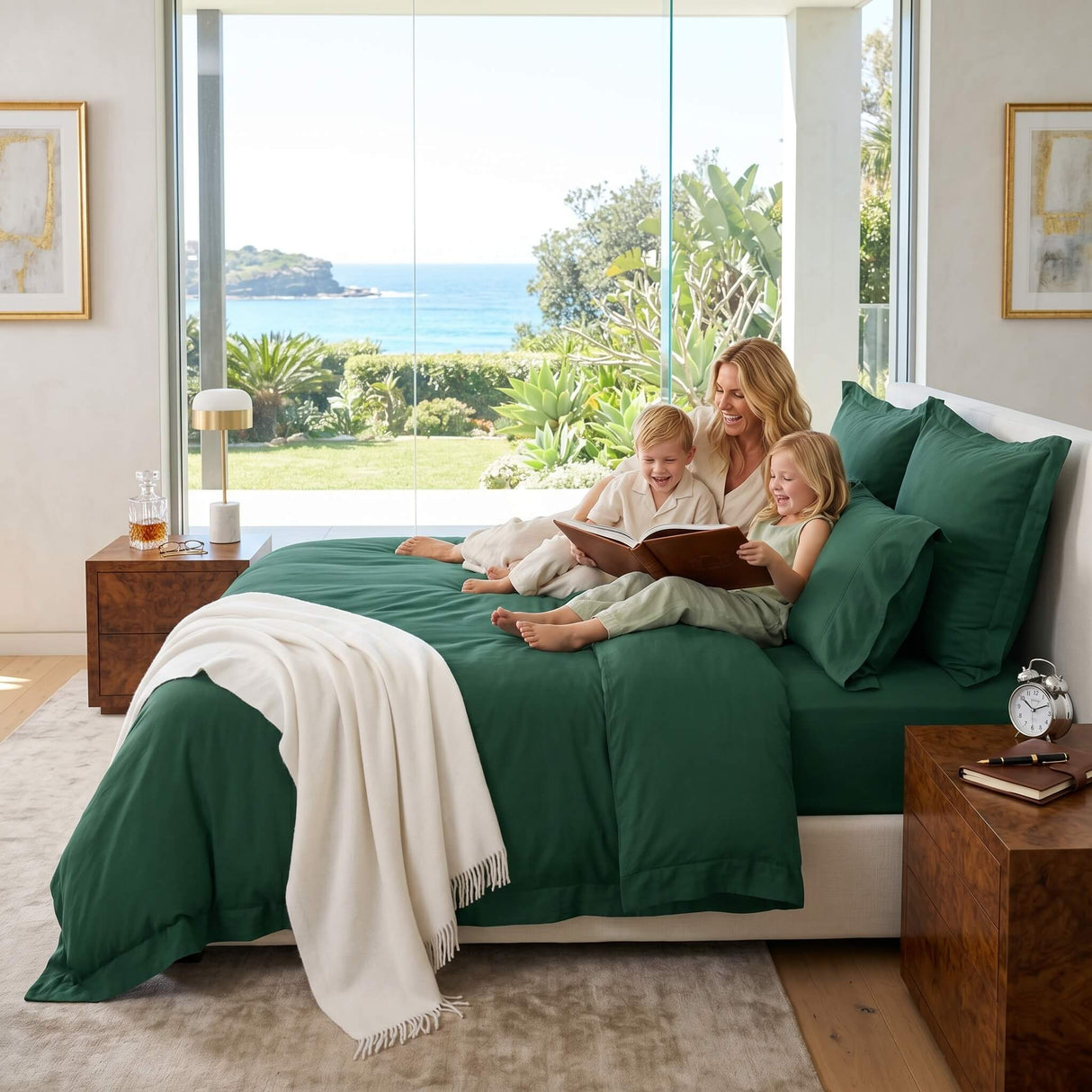 Audreamy 1000TC Tailored Super King Size Quilt/Duvet Cover Set - Dark Green