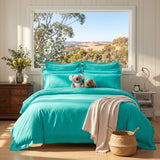 Audreamy 1000TC Tailored King Size Teal Duvet Quilt Cover Set