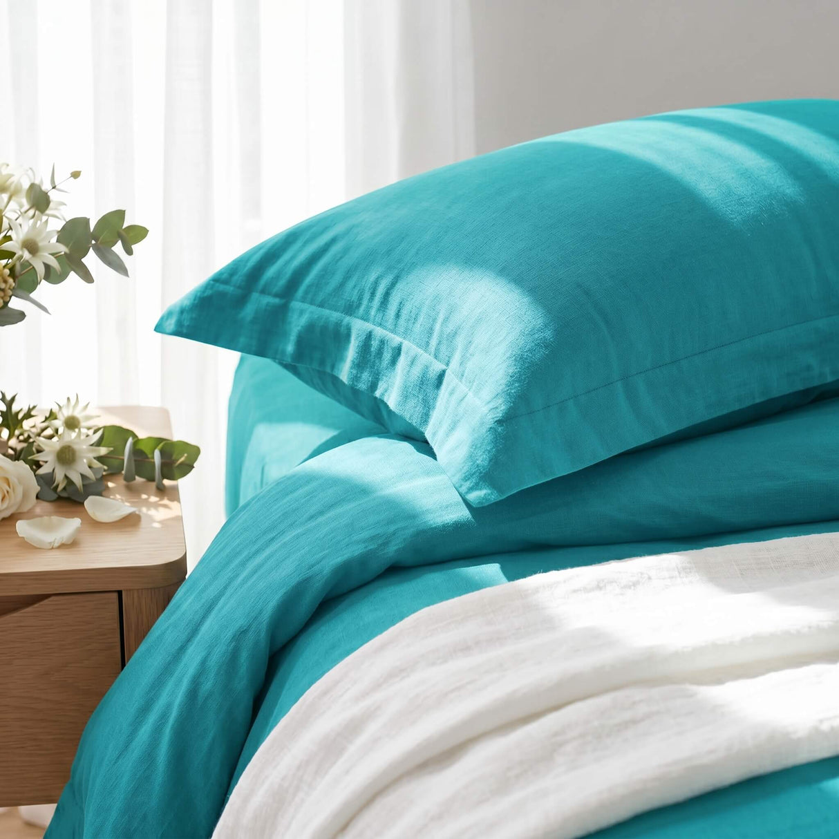 Audreamy 1000TC Tailored King Size Teal Duvet Quilt Cover Set
