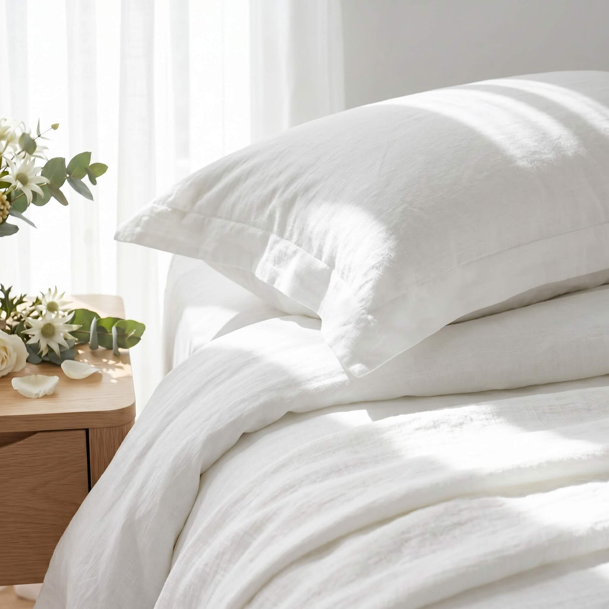 Audreamy 1000TC Tailored Single Size White Duvet Quilt Cover Set
